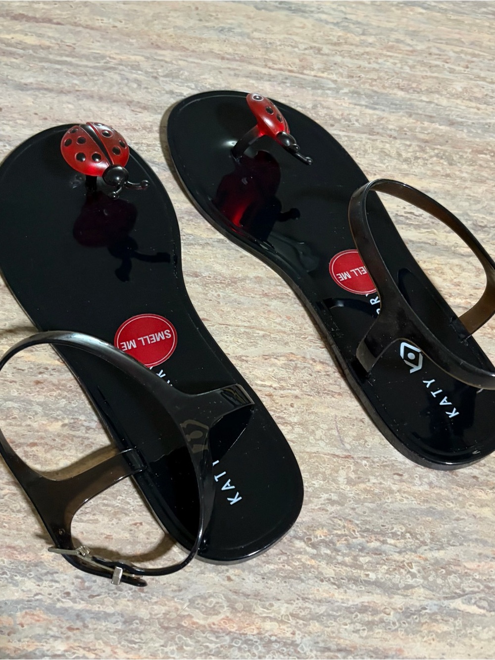 Katy Perry Collections The Geli Black Jelly Sandals with Red Ladybug - Picture 7 of 12